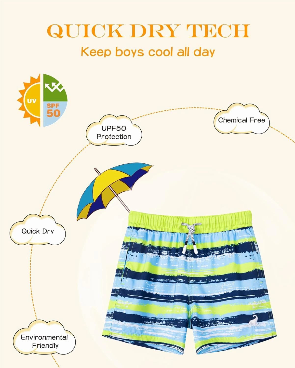 SURF CUZ Surfcuz Little Boys Swim Trunks UPF 50  Toddler Beach Shorts Swimsuit Kids Quick Dry Swimwear