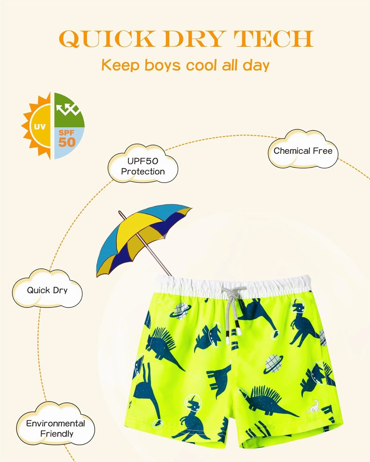 SURF CUZ Surfcuz Little Boys Swim Trunks UPF 50  Toddler Beach Shorts Swimsuit Kids Quick Dry Swimwear