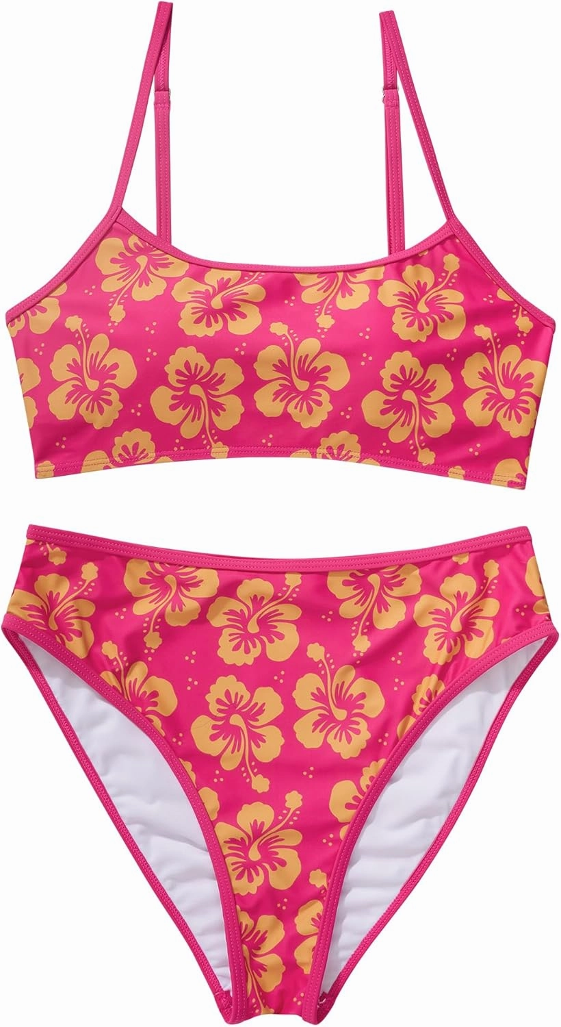 SUUKSESS Women High Waisted 2 Piece Bikini Set Cheeky High Cut Bandeau Swimsuit