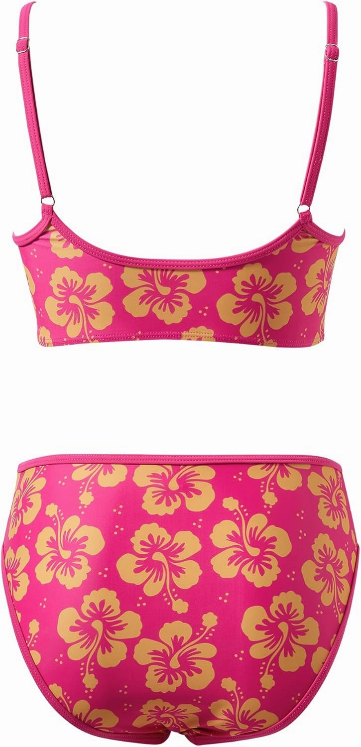 SUUKSESS Women High Waisted 2 Piece Bikini Set Cheeky High Cut Bandeau Swimsuit