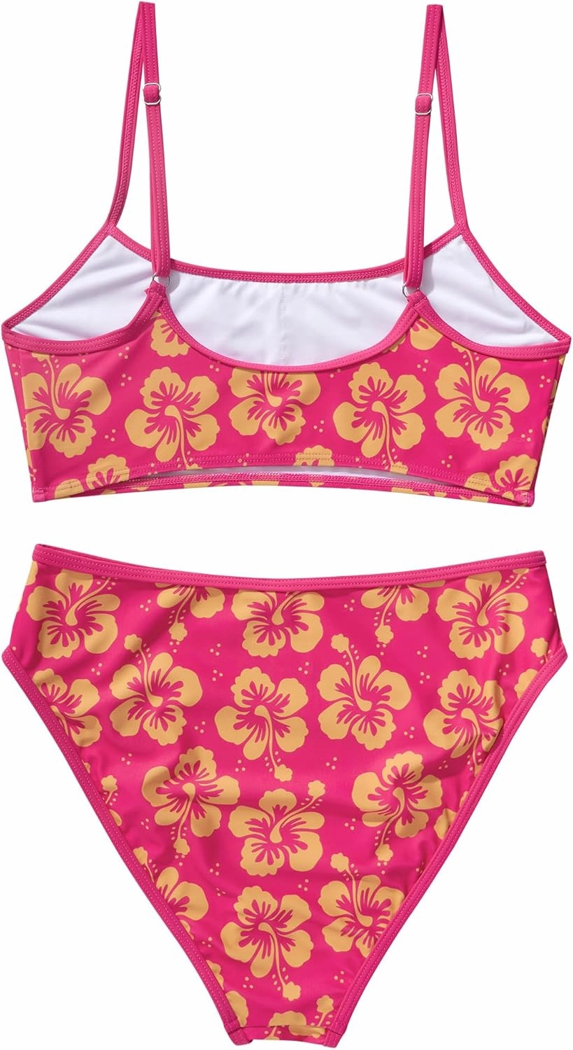 SUUKSESS Women High Waisted 2 Piece Bikini Set Cheeky High Cut Bandeau Swimsuit
