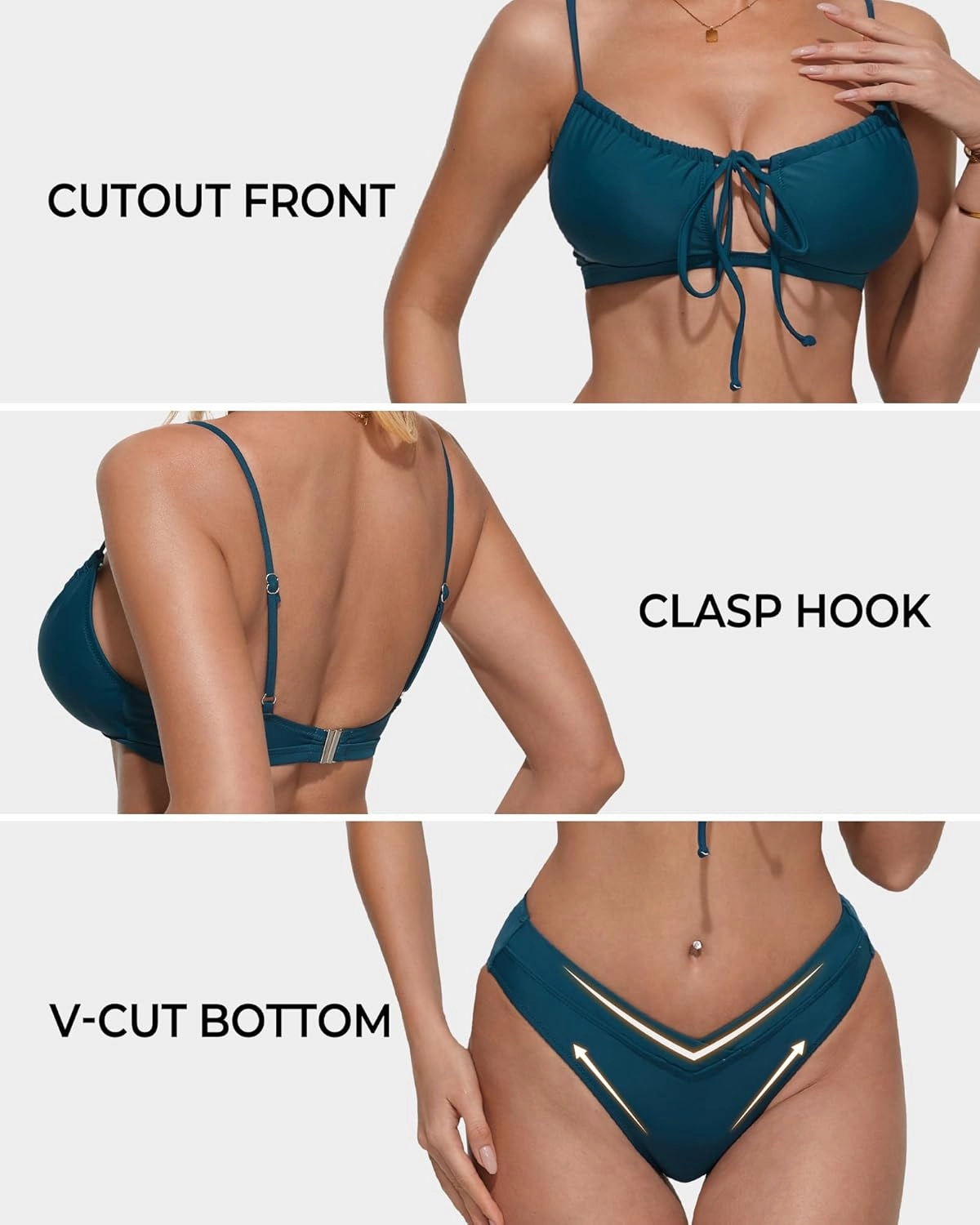 SUUKSESS Women High Waisted String Bikini Sets Sexy Two Piece Cutout Swimsuits