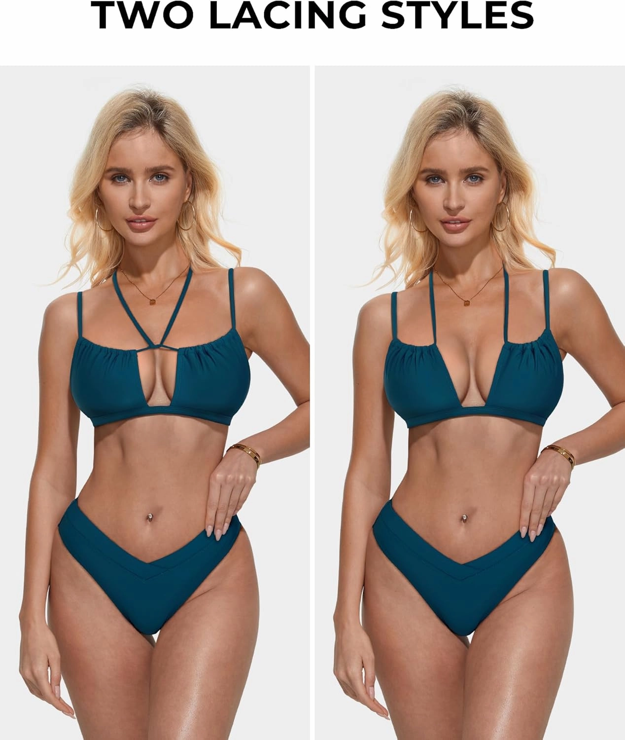 SUUKSESS Women High Waisted String Bikini Sets Sexy Two Piece Cutout Swimsuits