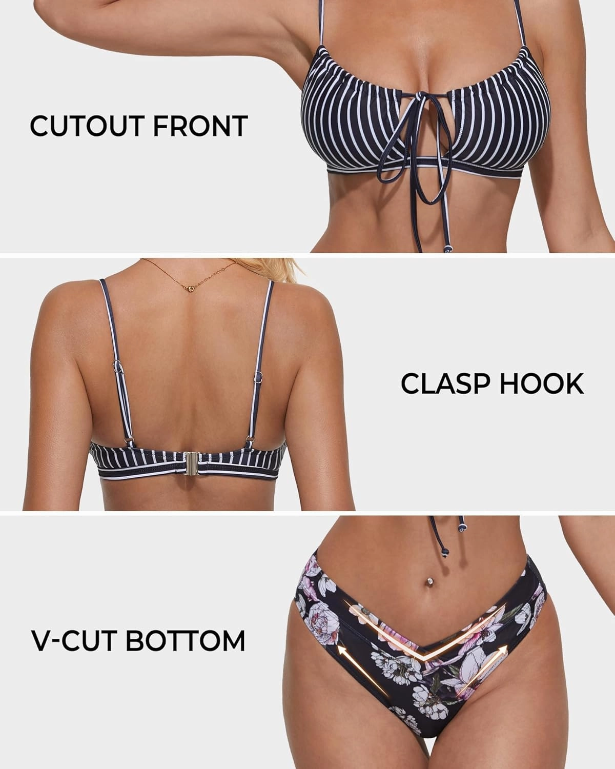 SUUKSESS Women High Waisted String Bikini Sets Sexy Two Piece Cutout Swimsuits
