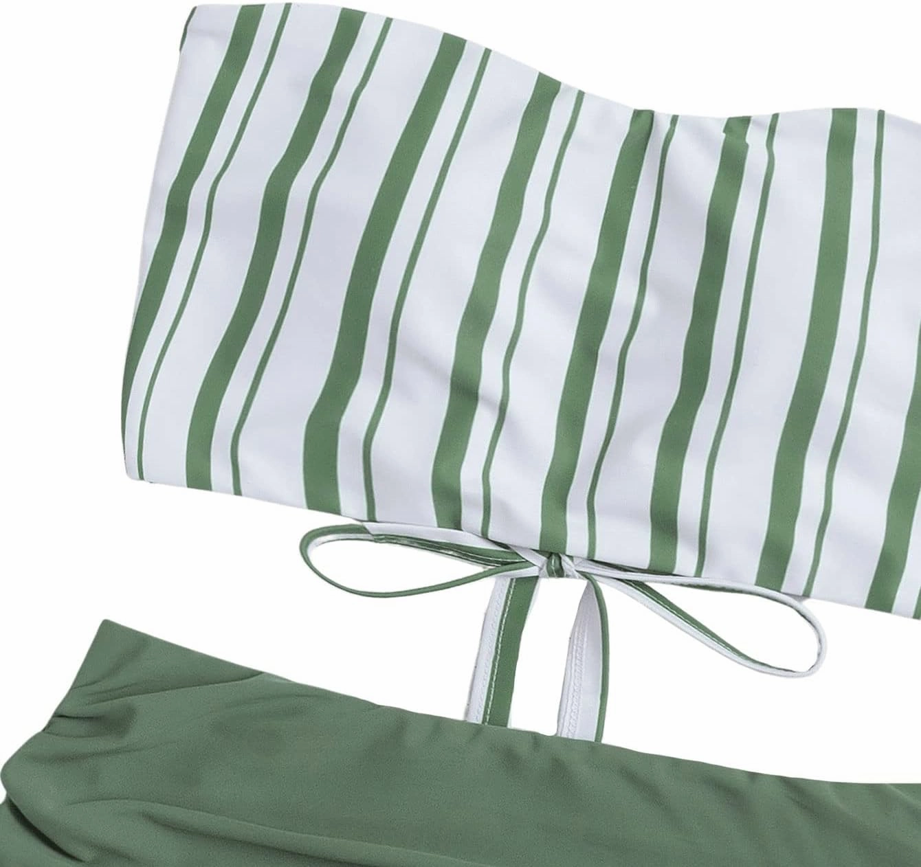 SweatyRocks Women's Bathing Suits Striped Bandeau Bikini high Waisted Swimsuits Swimwear Set