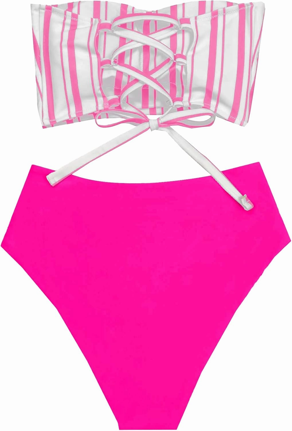 SweatyRocks Women's Bathing Suits Striped Bandeau Bikini high Waisted Swimsuits Swimwear Set