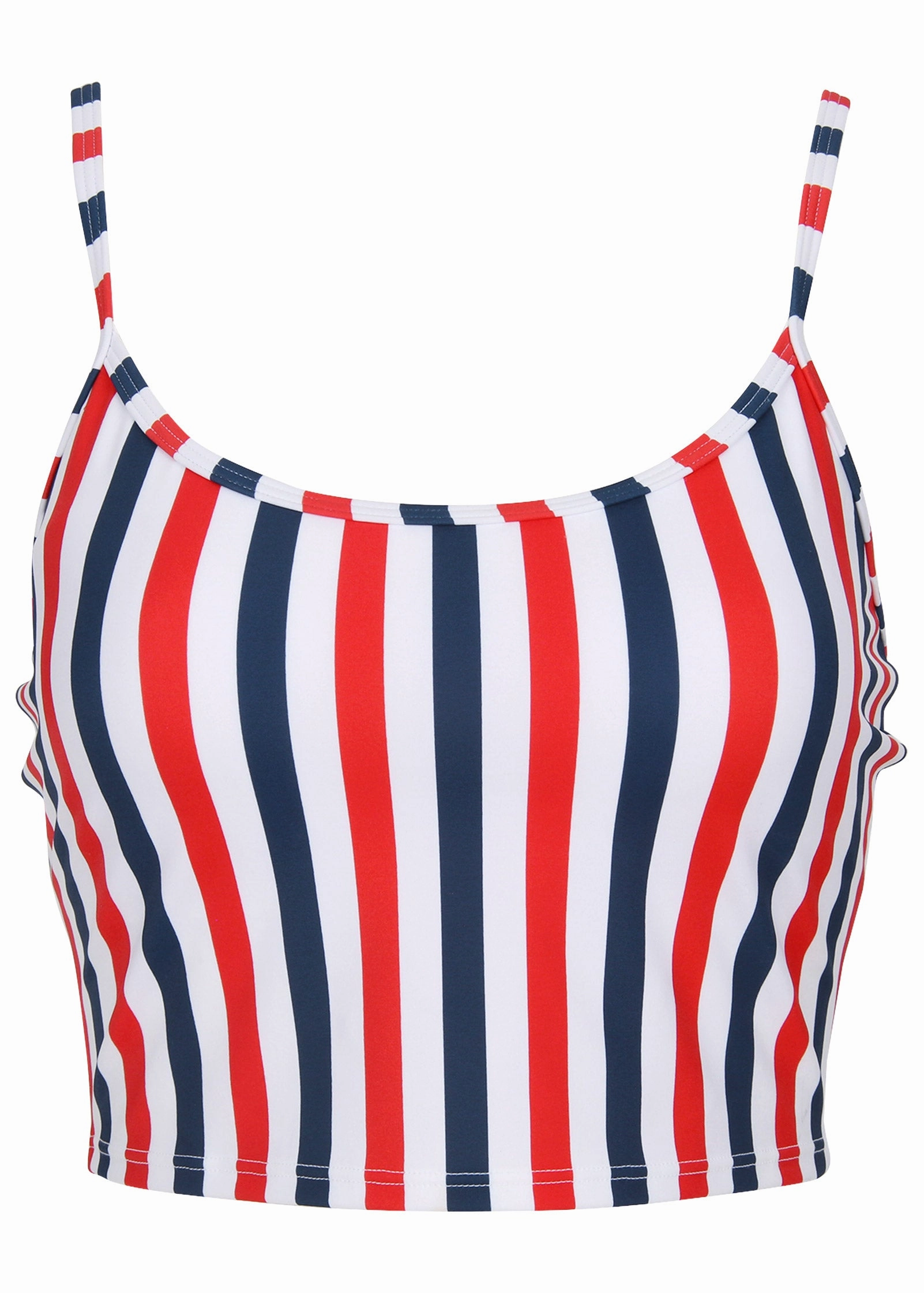 Swim Crop Tankini - Americana Stripe Large