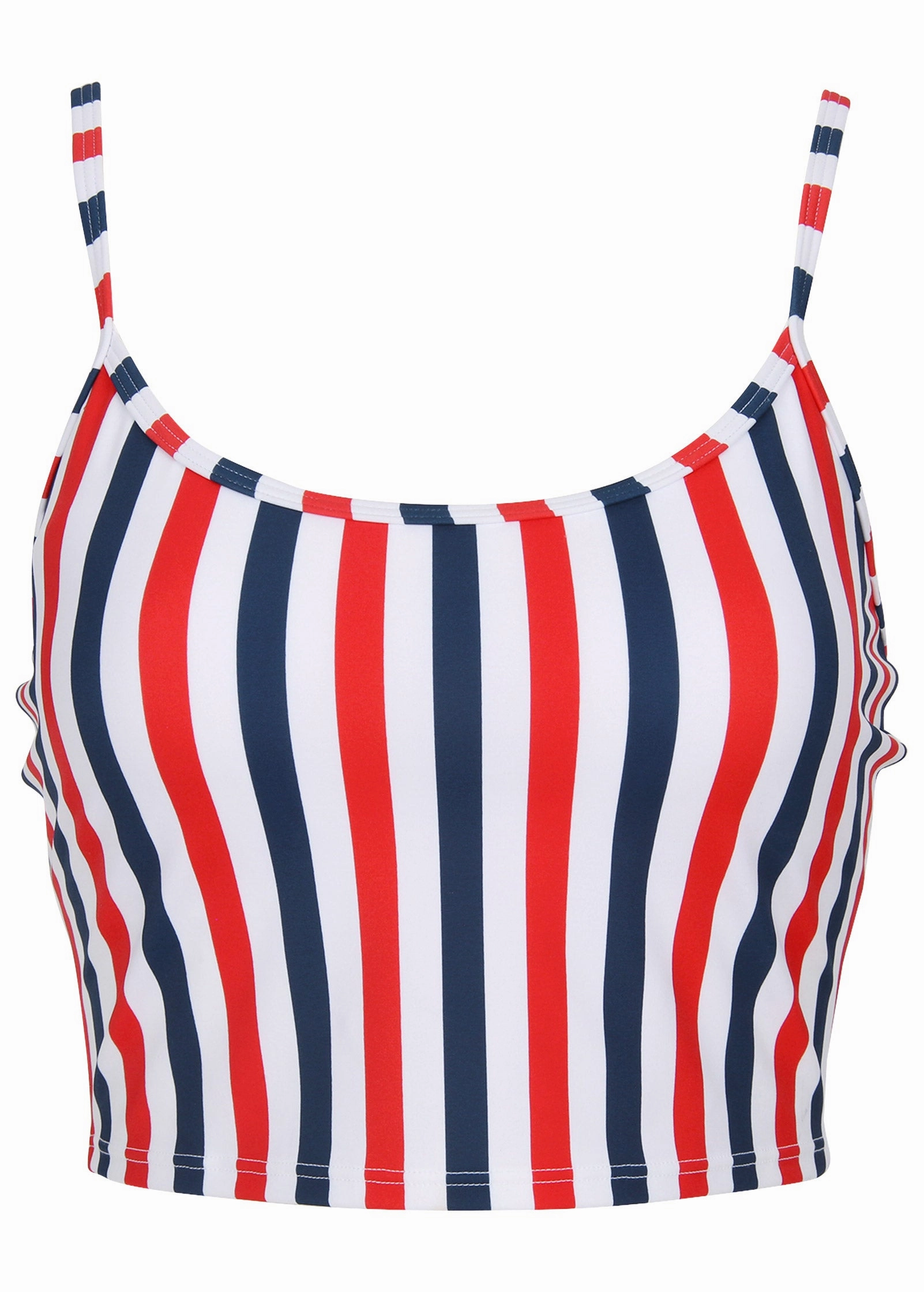 Swim Crop Tankini - Americana Stripe Large