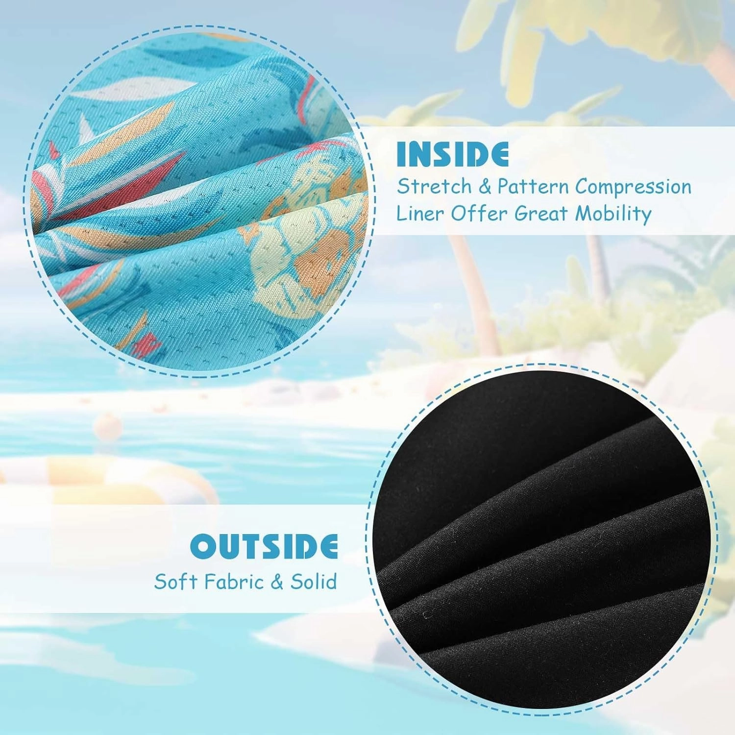 Swim Trumks for Boys 2 in 1 Bathing Suit Compress Board Shorts for 7-18T