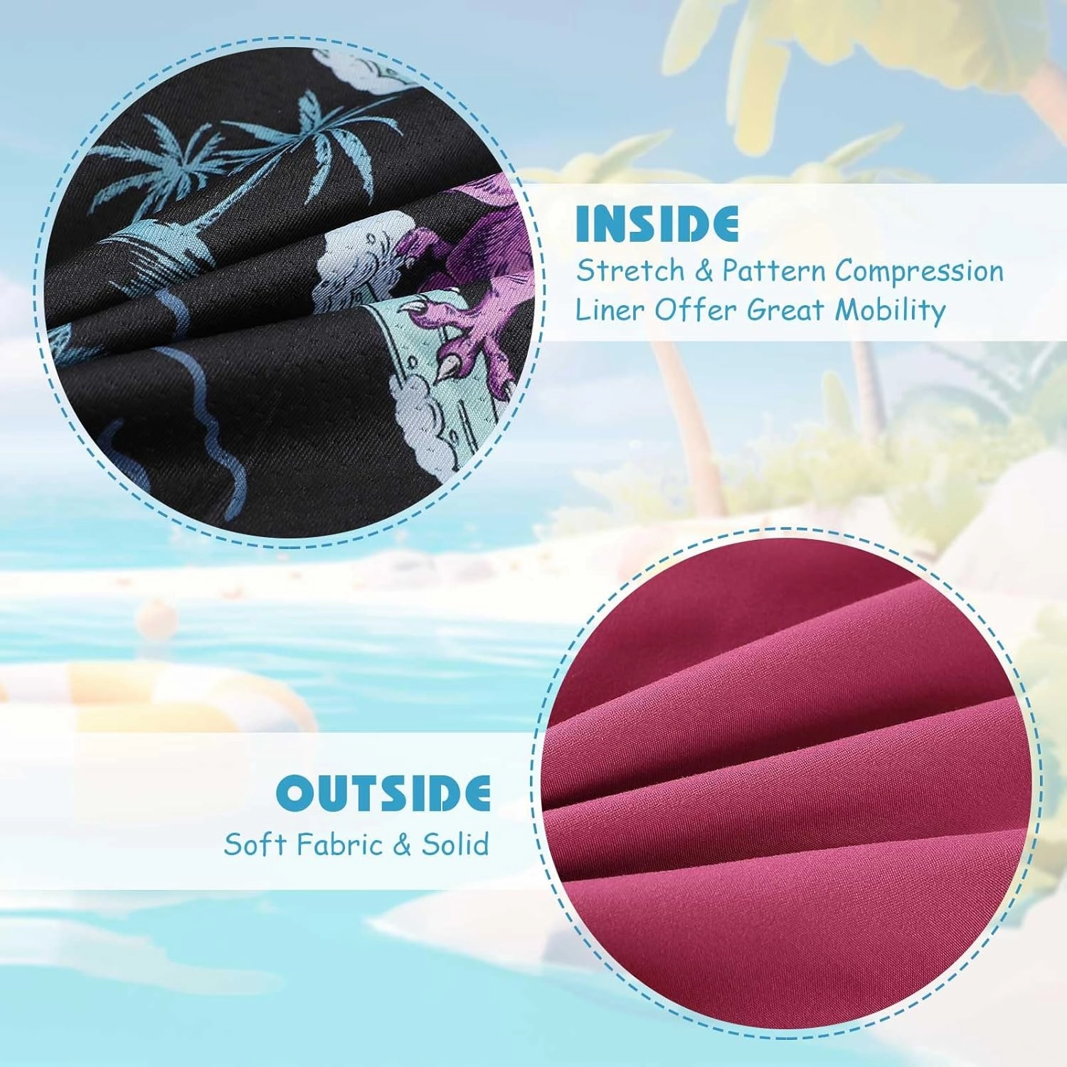 Swim Trumks for Boys 2 in 1 Bathing Suit Compress Board Shorts for 7-18T