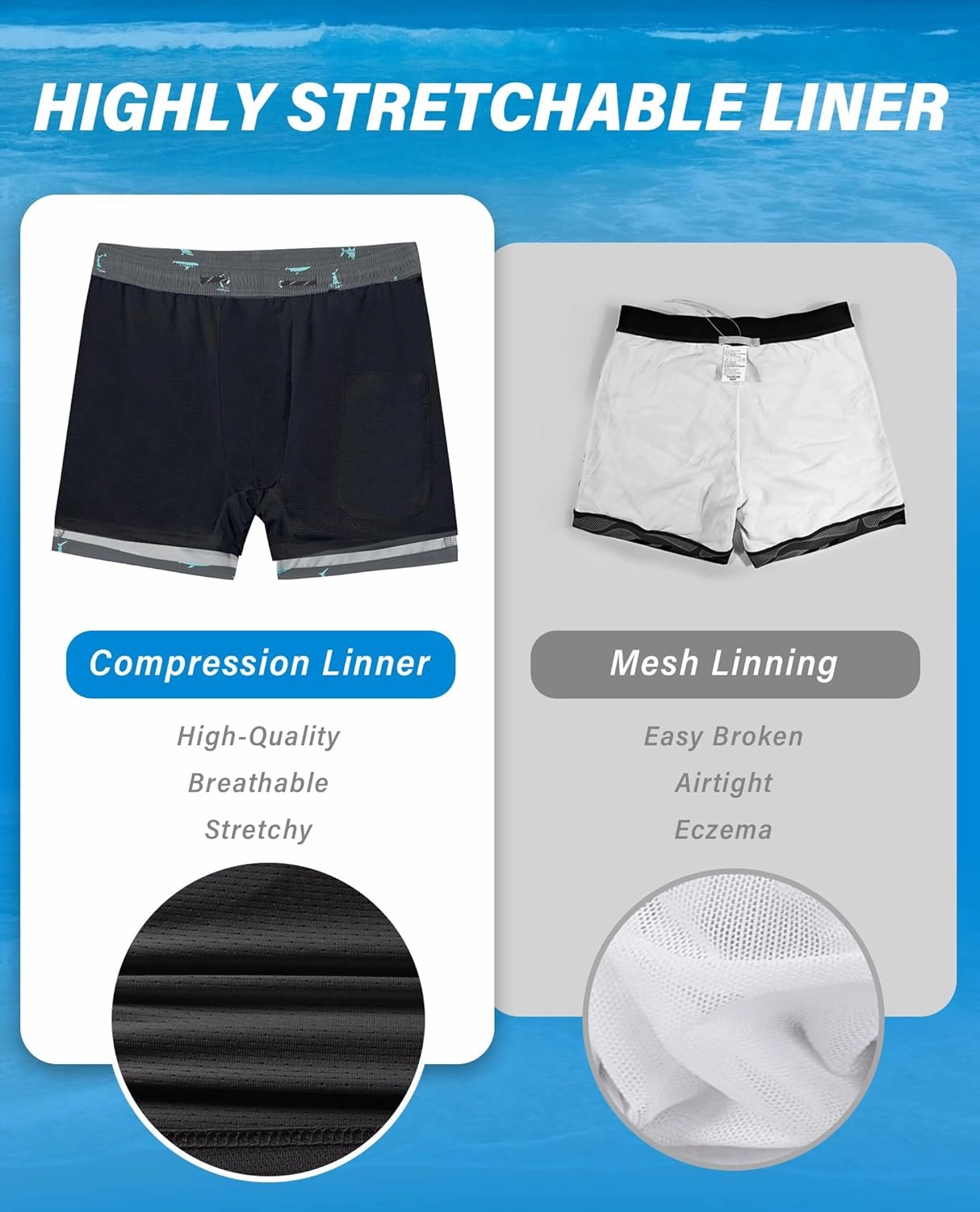 Swim Trunks Mens 5 Inch Inseam Compression Liner Short Men Bathing Suit Lined Swimming Shorts Men's Swim Suits