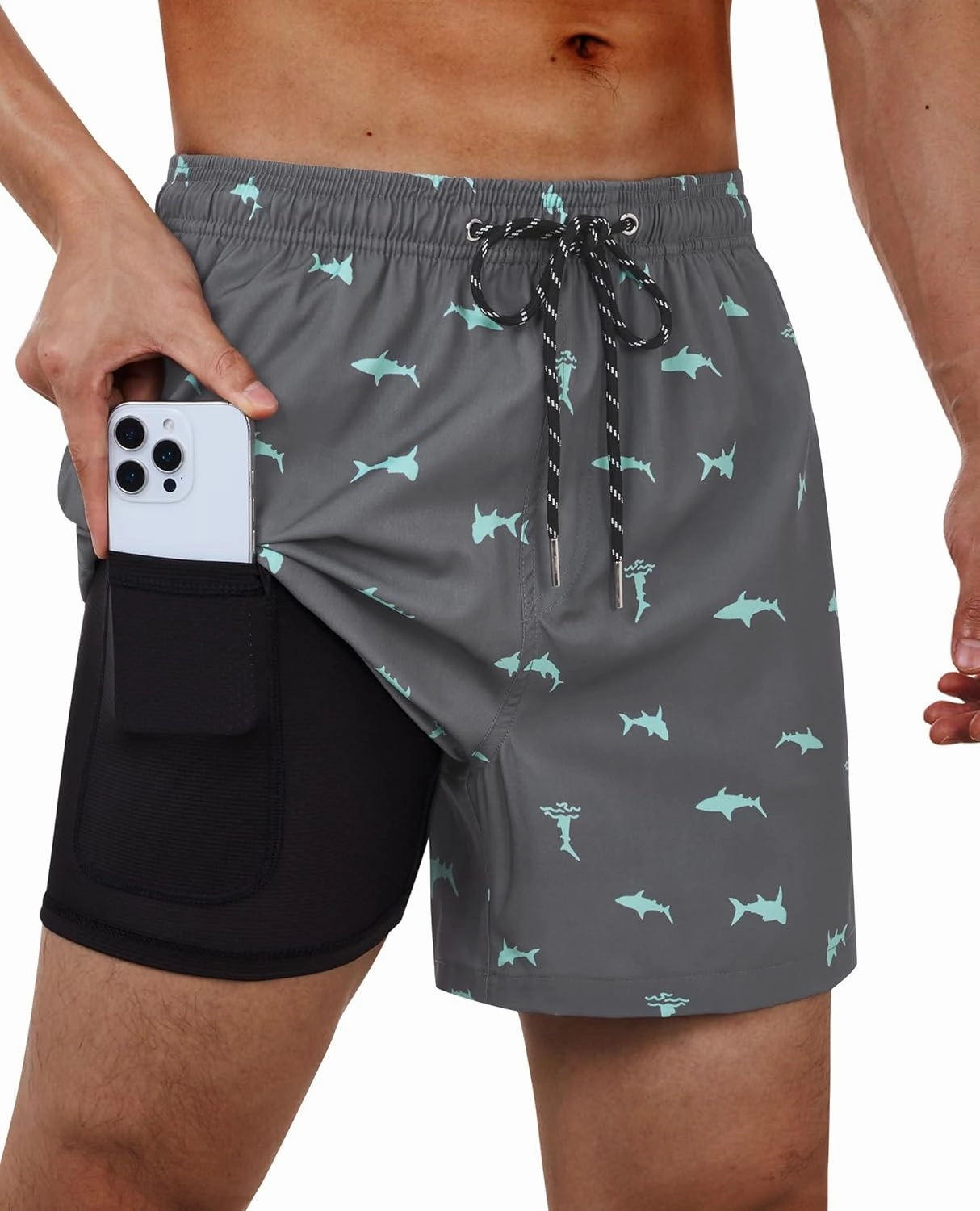 Swim Trunks Mens 5 Inch Inseam Compression Liner Short Men Bathing Suit Lined Swimming Shorts Men's Swim Suits