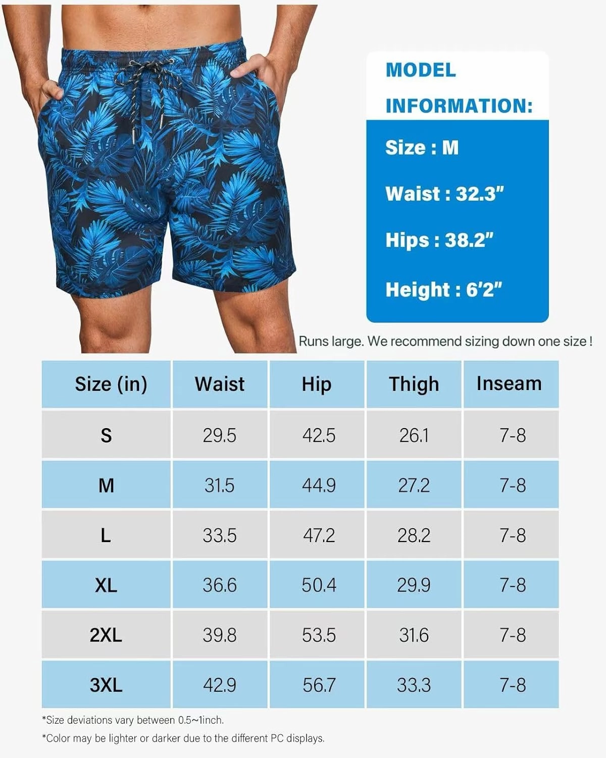 Swim Trunks Mens 7 Inch Bathing Suit with Mesh Liner Men's Stretch Swimwear Quick Dry Swimsuit Beach Shorts