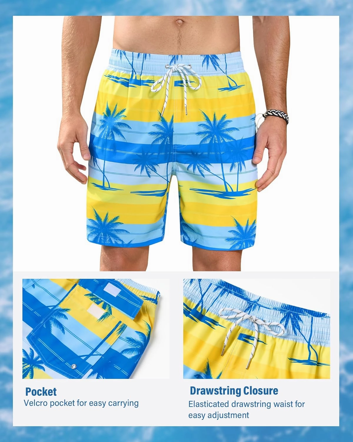 Swim Trunks Mens 7 Inch Bathing Suit with Mesh Liner Men's Stretch Swimwear Quick Dry Swimsuit Beach Shorts