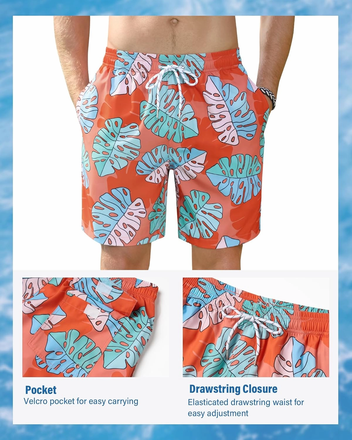 Swim Trunks Mens 7 Inch Bathing Suit with Mesh Liner Men's Stretch Swimwear Quick Dry Swimsuit Beach Shorts