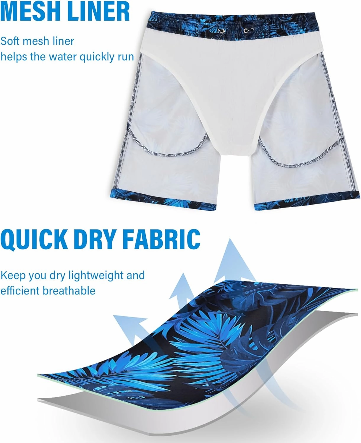 Swim Trunks Mens 7 Inch Bathing Suit with Mesh Liner Men's Stretch Swimwear Quick Dry Swimsuit Beach Shorts
