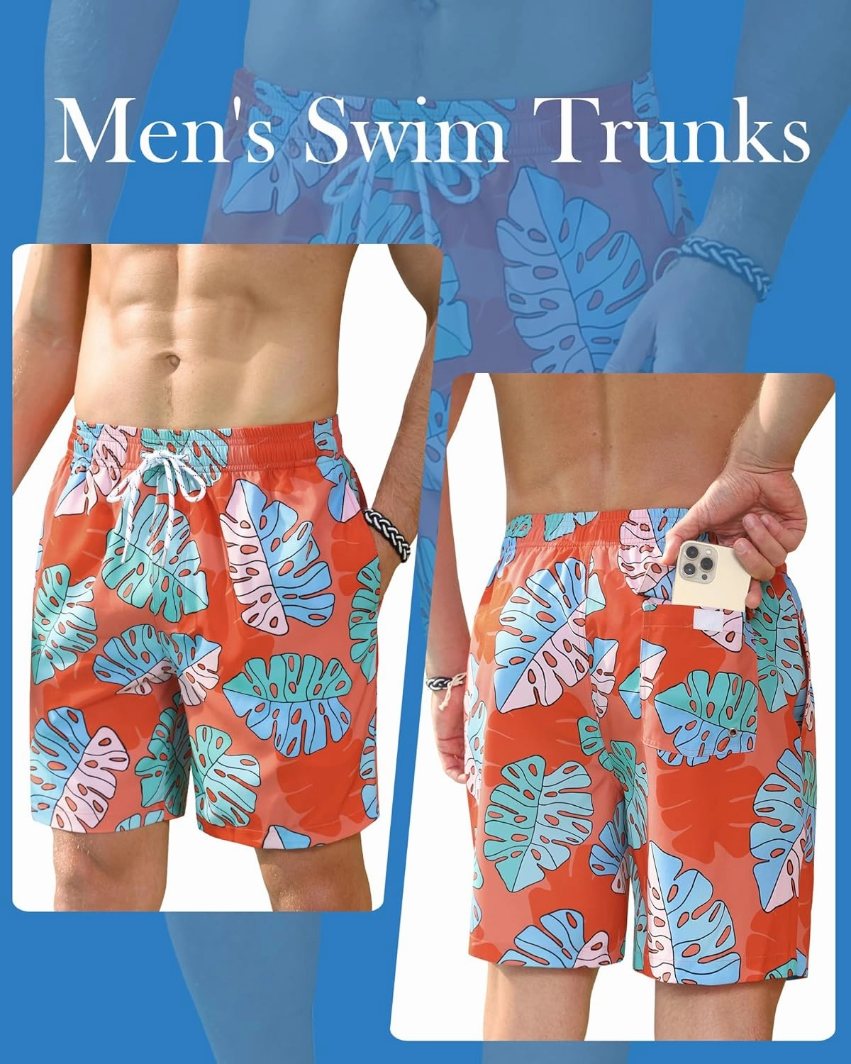 Swim Trunks Mens 7 Inch Bathing Suit with Mesh Liner Men's Stretch Swimwear Quick Dry Swimsuit Beach Shorts