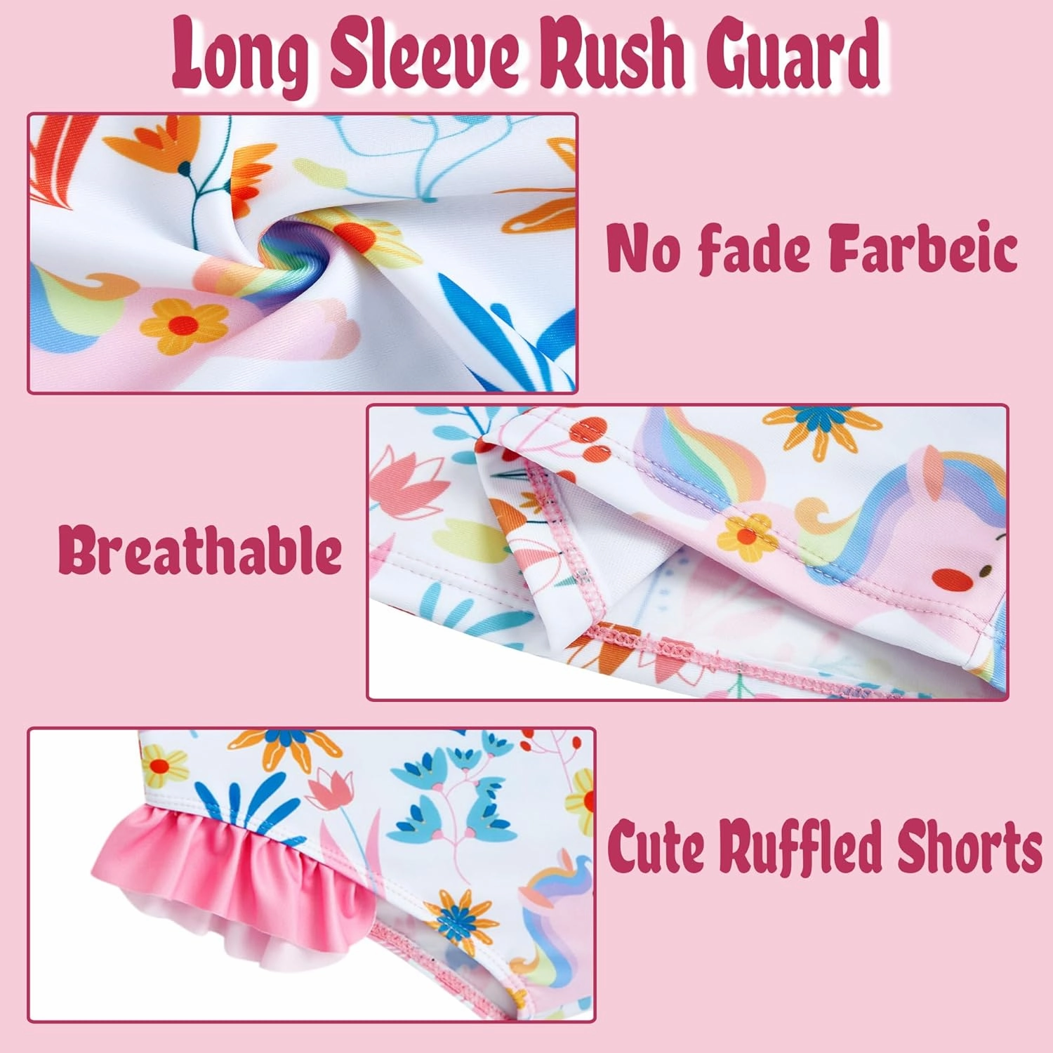 swimsobo Girls 3-Piece Swimsuit Long Sleeve Rash Guard Tankini Sets UPF Sun Proction Bathing Suit 3-10T