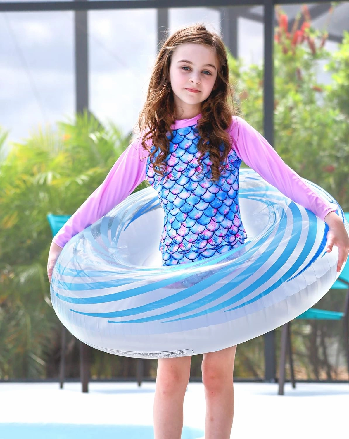 swimsobo Girls 3-Piece Swimsuit Long Sleeve Rash Guard Tankini Sets UPF Sun Proction Bathing Suit 3-10T