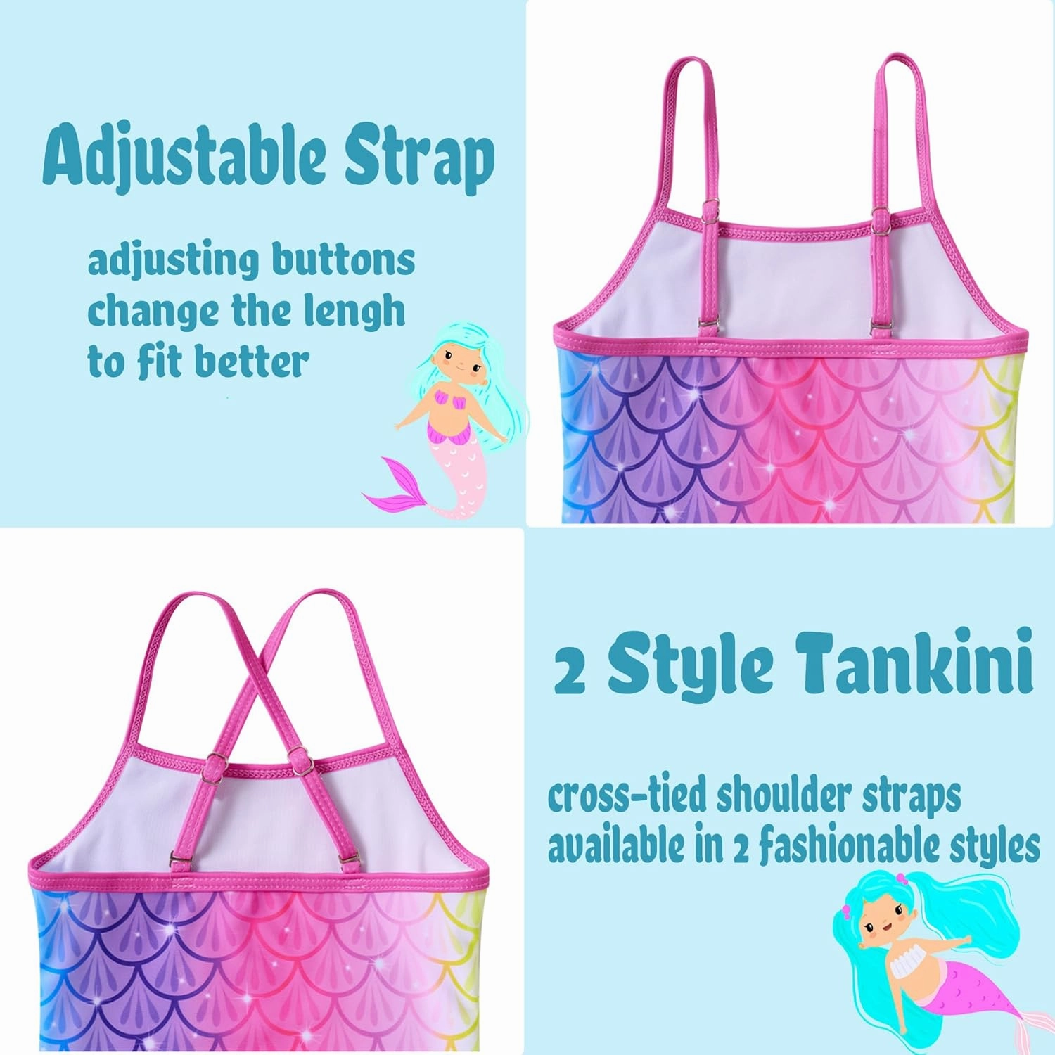 swimsobo Girls 3-Piece Swimsuit Long Sleeve Rash Guard Tankini Sets UPF Sun Proction Bathing Suit 3-10T