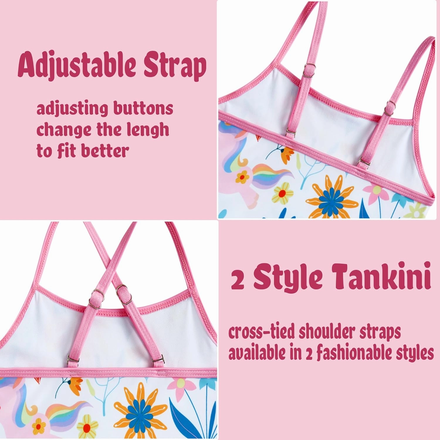 swimsobo Girls 3-Piece Swimsuit Long Sleeve Rash Guard Tankini Sets UPF Sun Proction Bathing Suit 3-10T