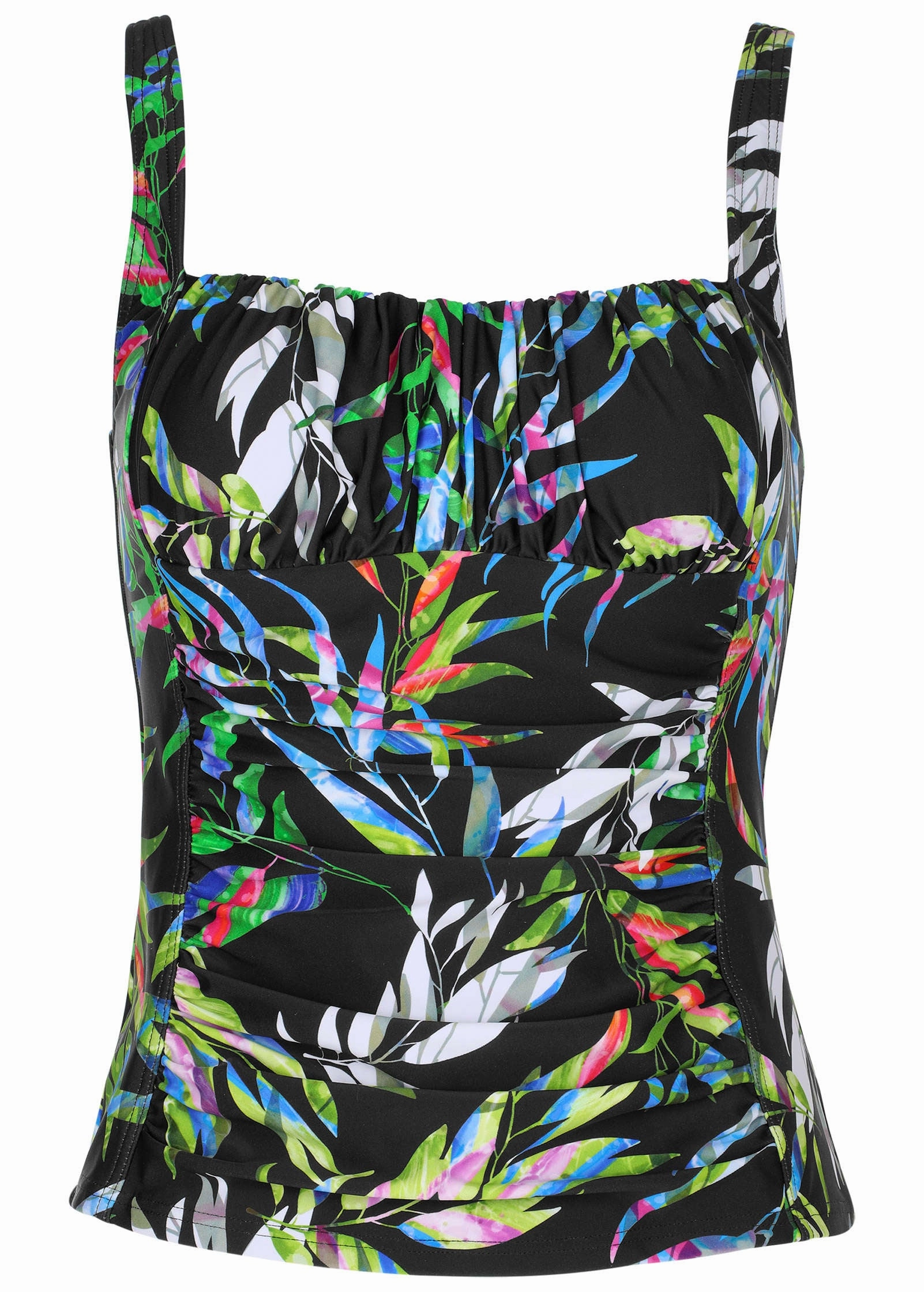 Sydney Ruched Tankini - Striped Leaves