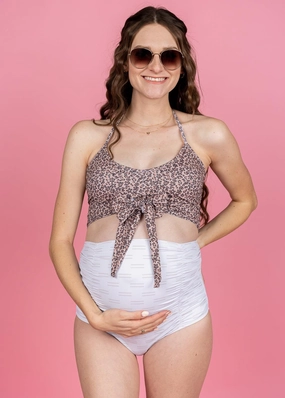 Taupe Dashes | Maternity Bottoms