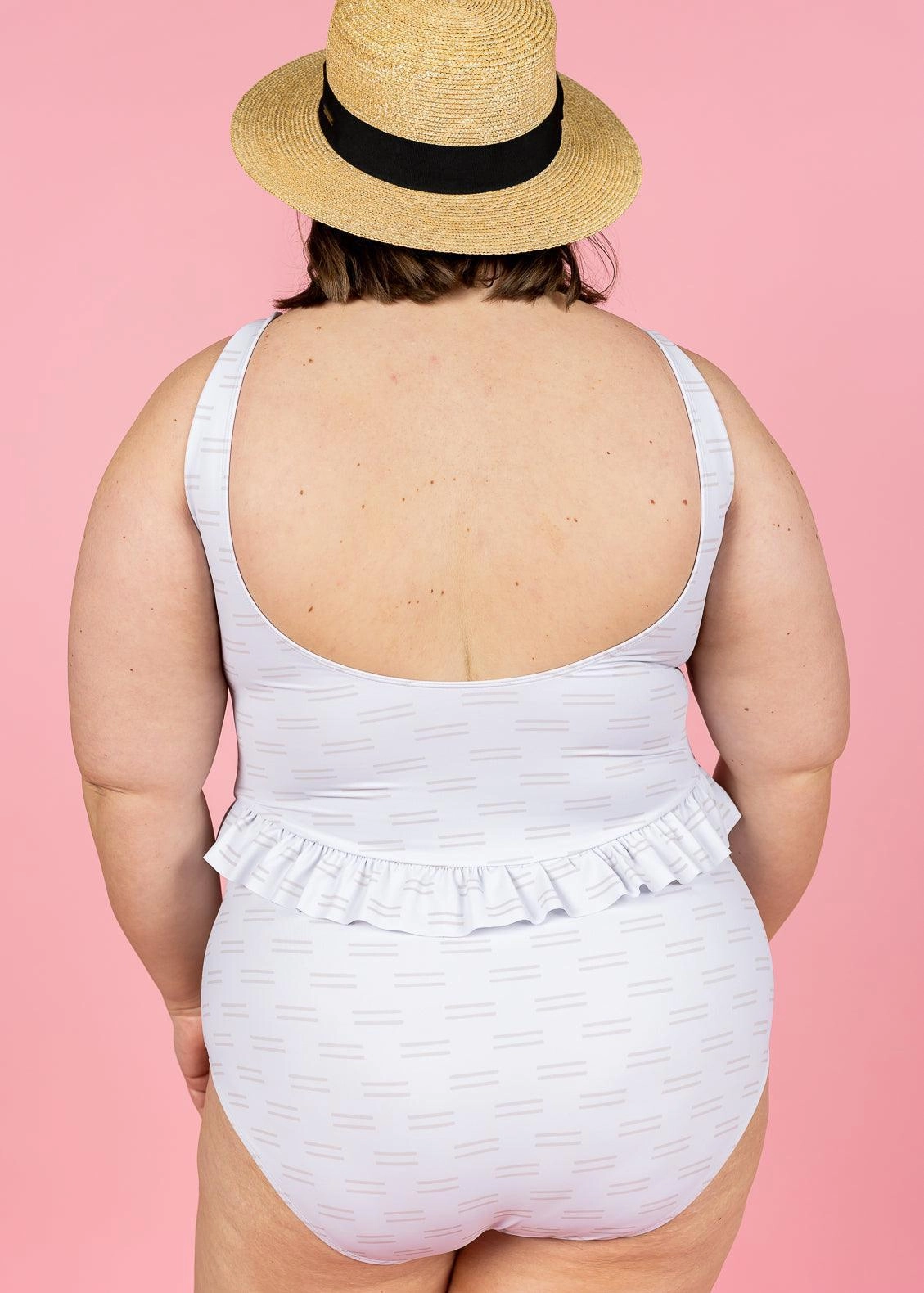 Taupe Dashes | Skirted One-Piece