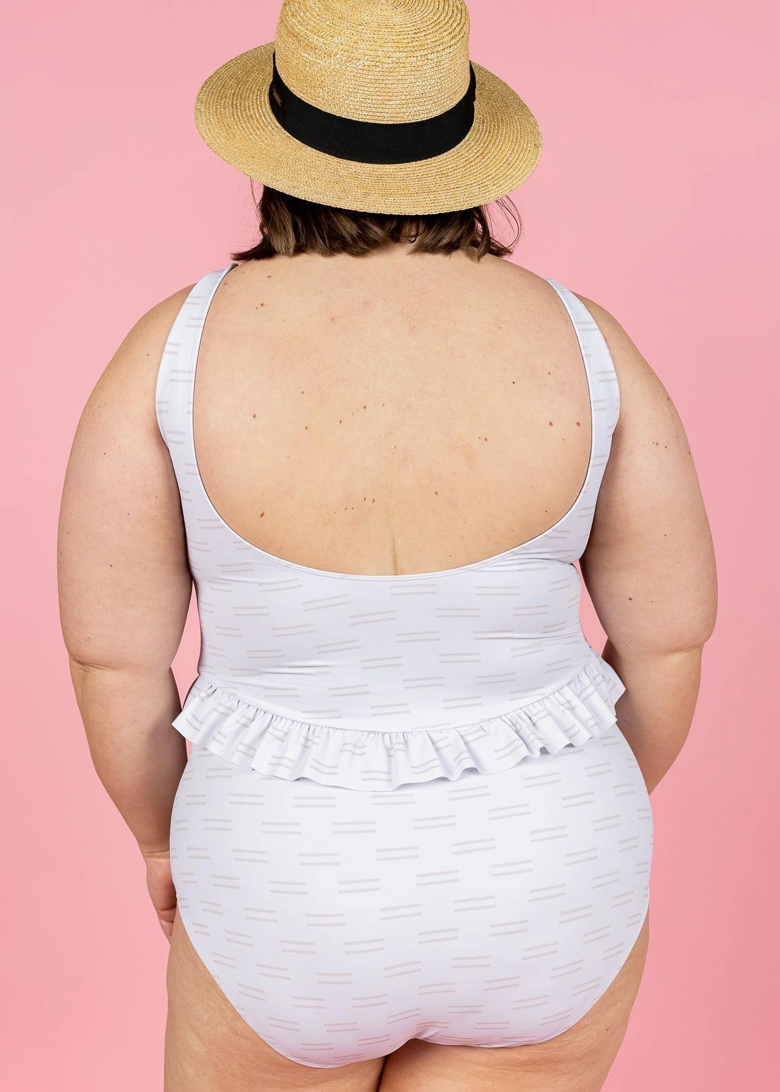 Taupe Dashes | Skirted One-Piece