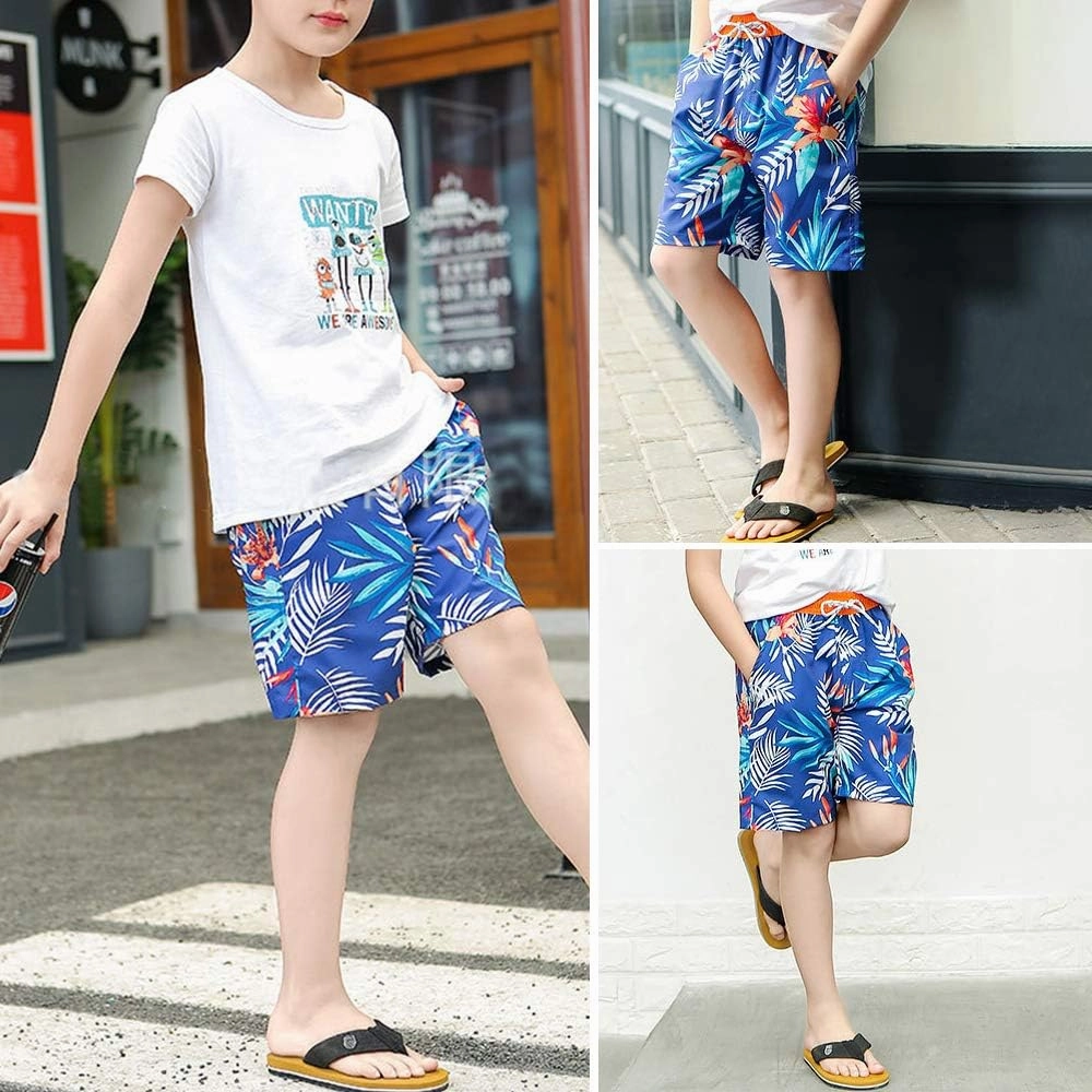 techcity Boys Teens Swim Trunks, Quick Dry Surfing Beach Sports Running Swim Shorts with Drawstring 6T to 18/20
