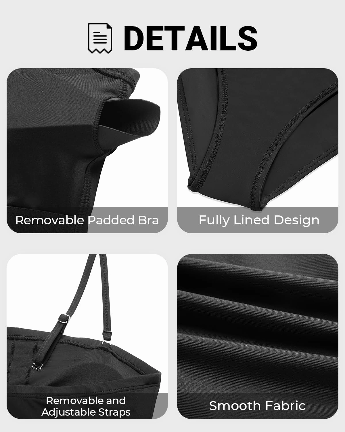 Tempt Me Women Bandeau Bikini Set Strapless High Waisted Two Piece Swimsuit Longline Bathing Suits