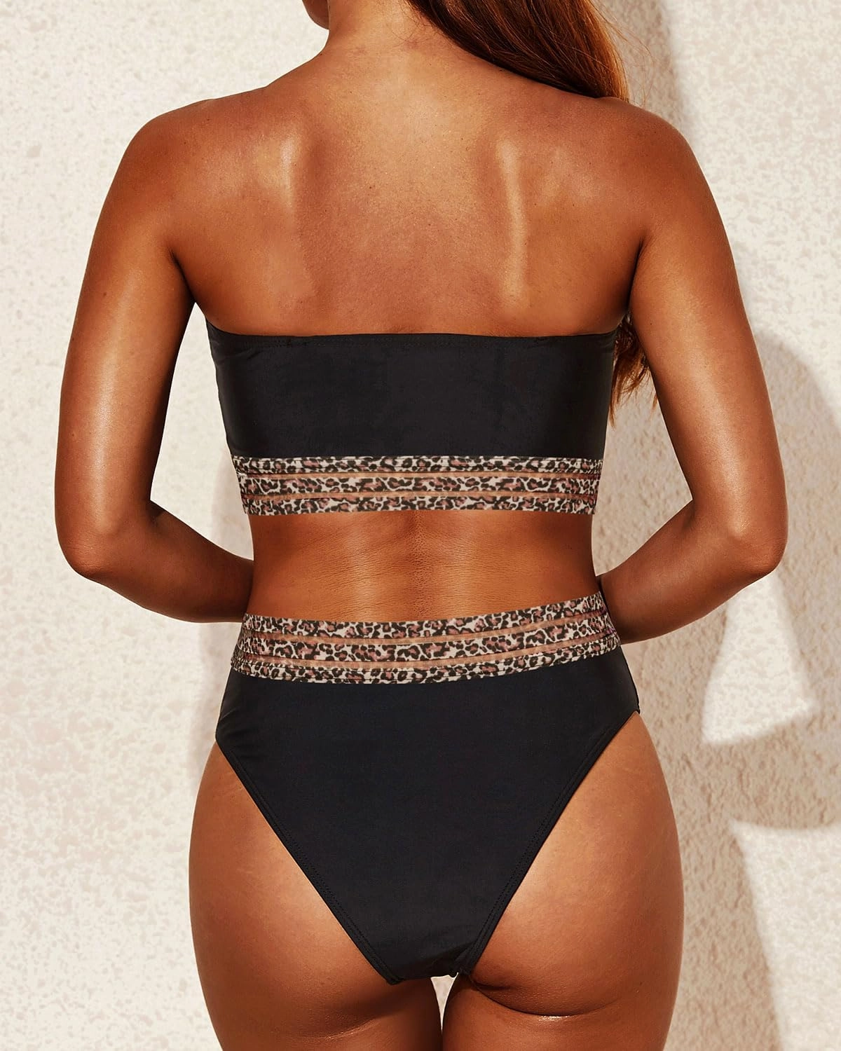 Tempt Me Women Bandeau Bikini Set Strapless Two Piece Sexy Swimsuit High Waisted High Cut Bathing Suits Cheeky Swimwear