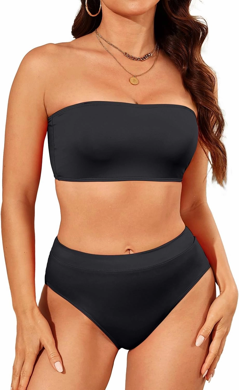 Tempt Me Women Bandeau Bikini Set Strapless Two Piece Sexy Swimsuit High Waisted High Cut Bathing Suits Cheeky Swimwear