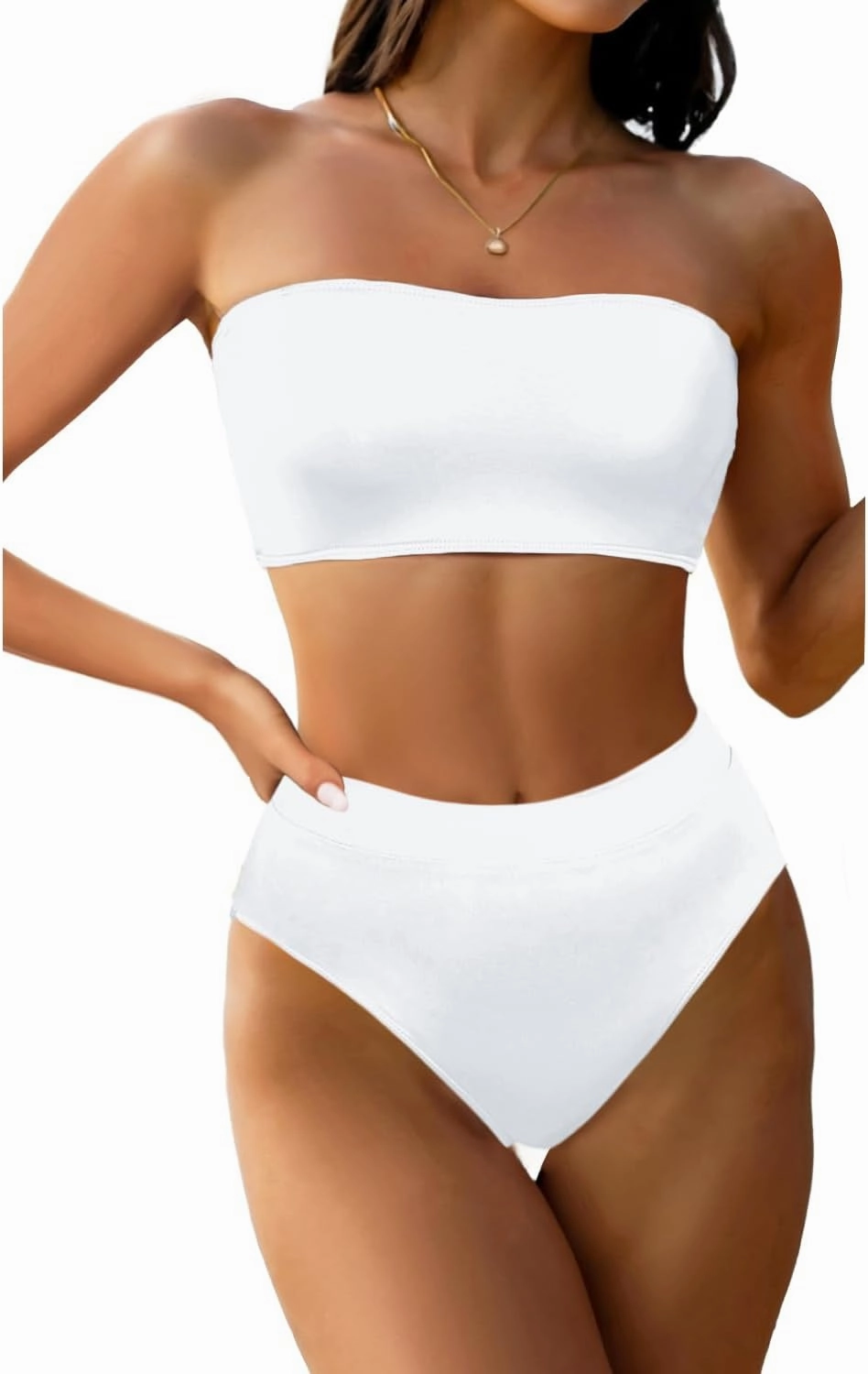 Tempt Me Women Bandeau Bikini Set Strapless Two Piece Sexy Swimsuit High Waisted High Cut Bathing Suits Cheeky Swimwear