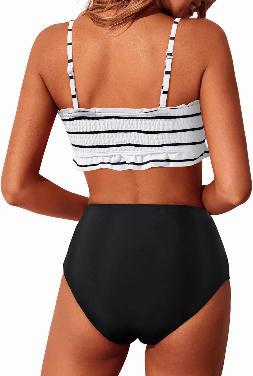 Tempt Me Women Bandeau High Waisted Bikini Sets Smocked Swimsuit Strapless Two Piece Bathing Suit