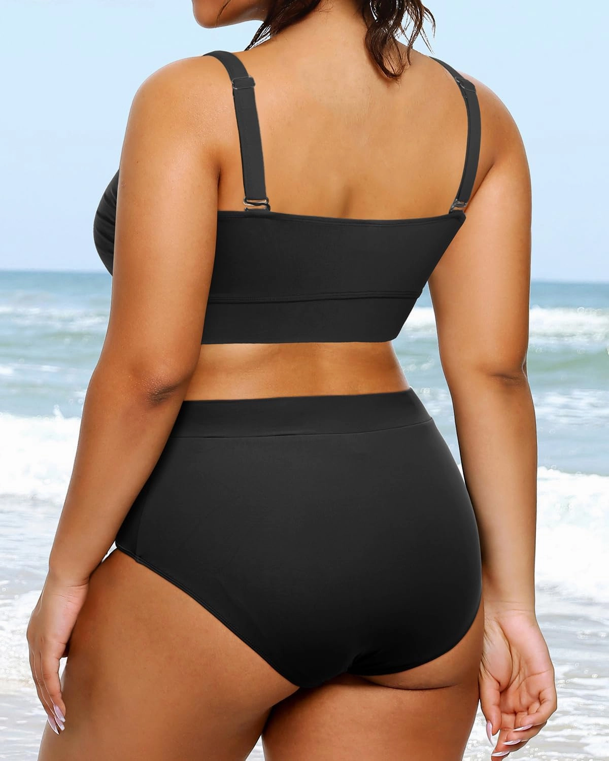 Tempt Me Women Plus Size High Waisted Bikini Bandeau Two Piece Swimsuit