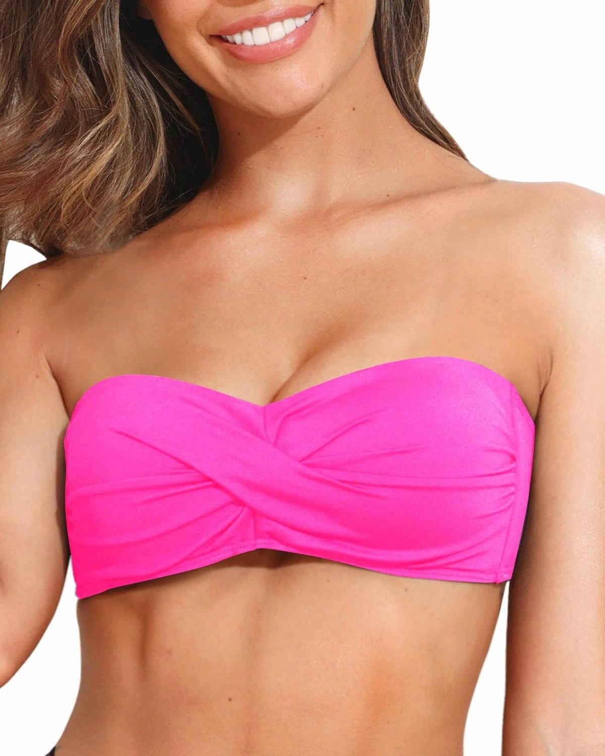 Tempt Me Women Twist Bandeau Bikini Top Strapless Swimsuit Top Only