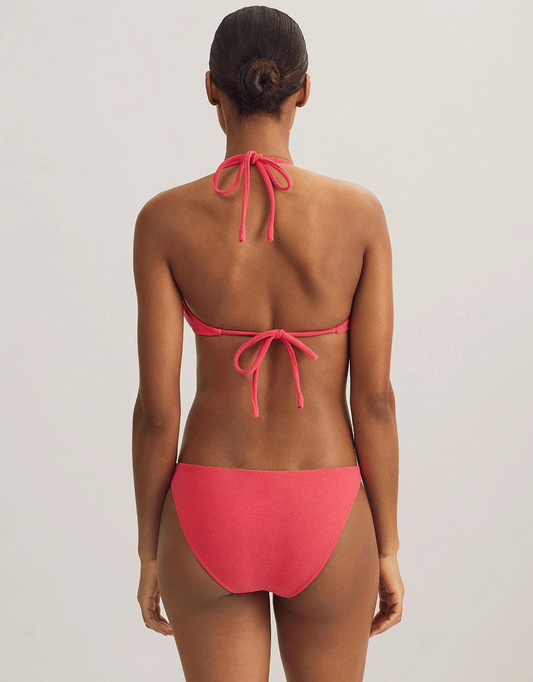 Terry Logo Halter Tri Bikini Top - Coral