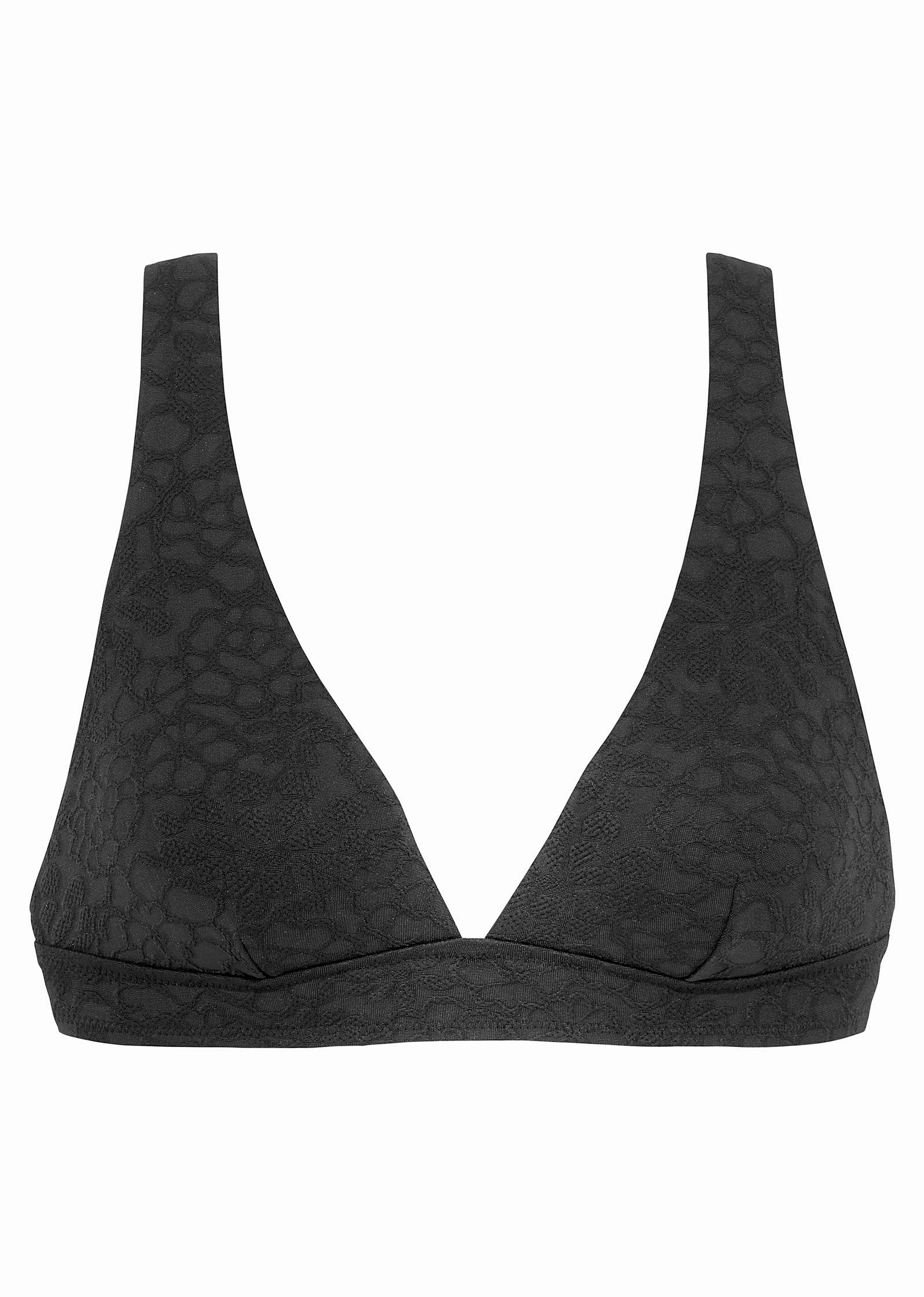 Textured Triangle Bikini Top - Black