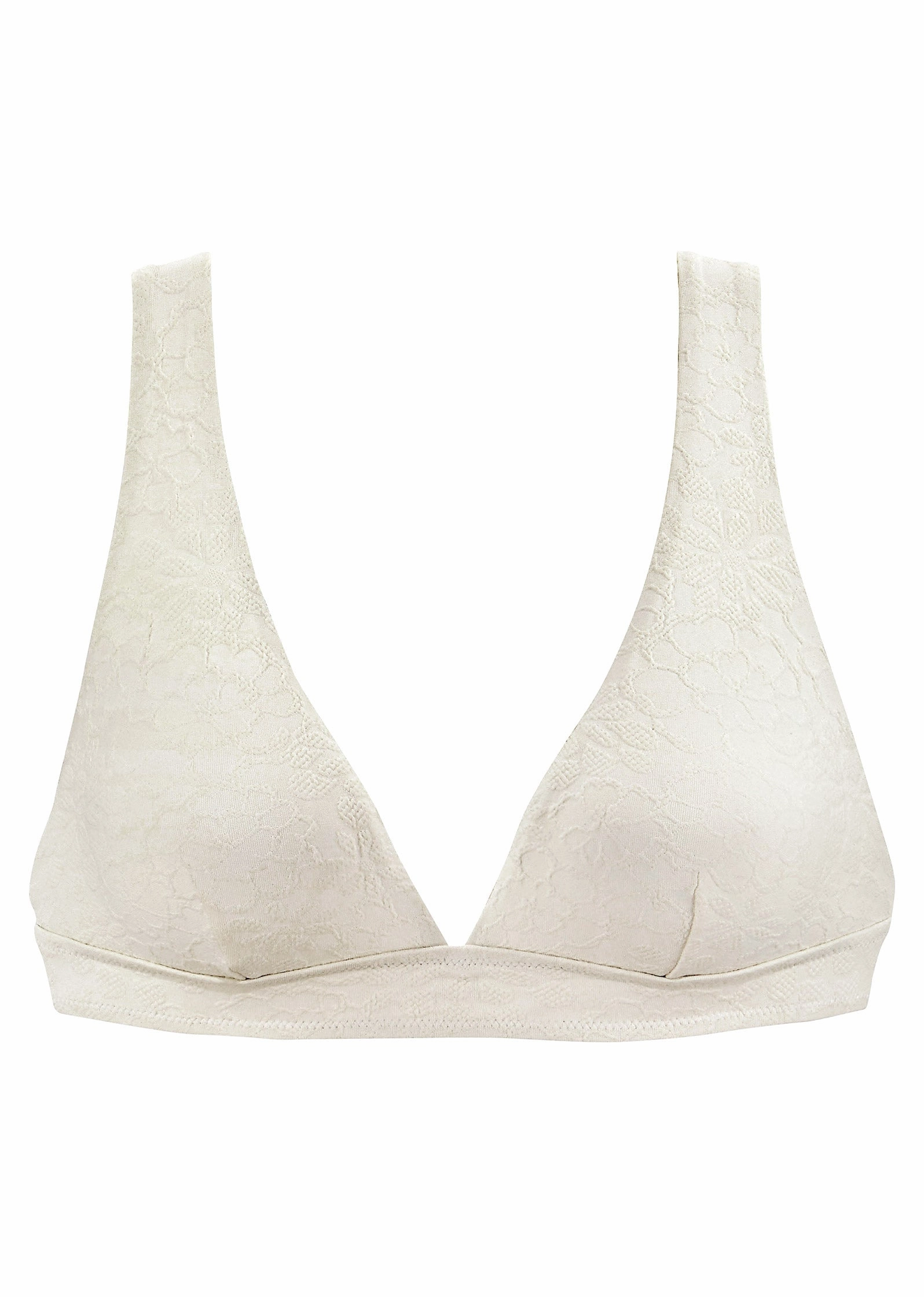 Textured Triangle Bikini Top - White