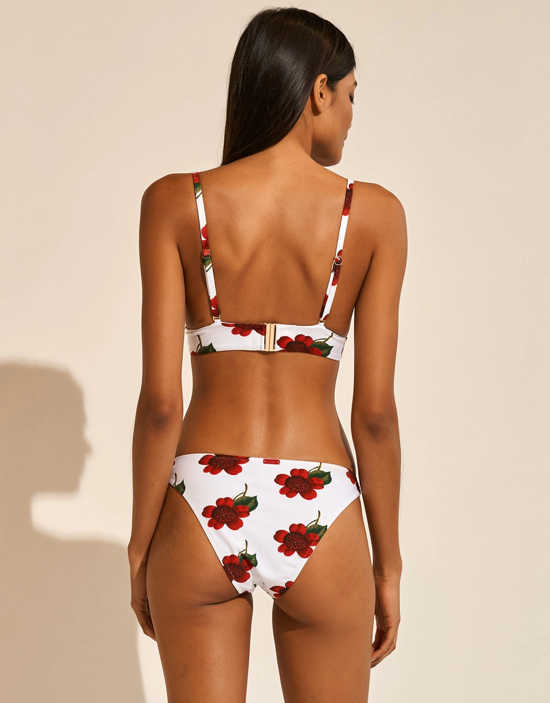 The Bloom Bralette Bikini Top - White Red