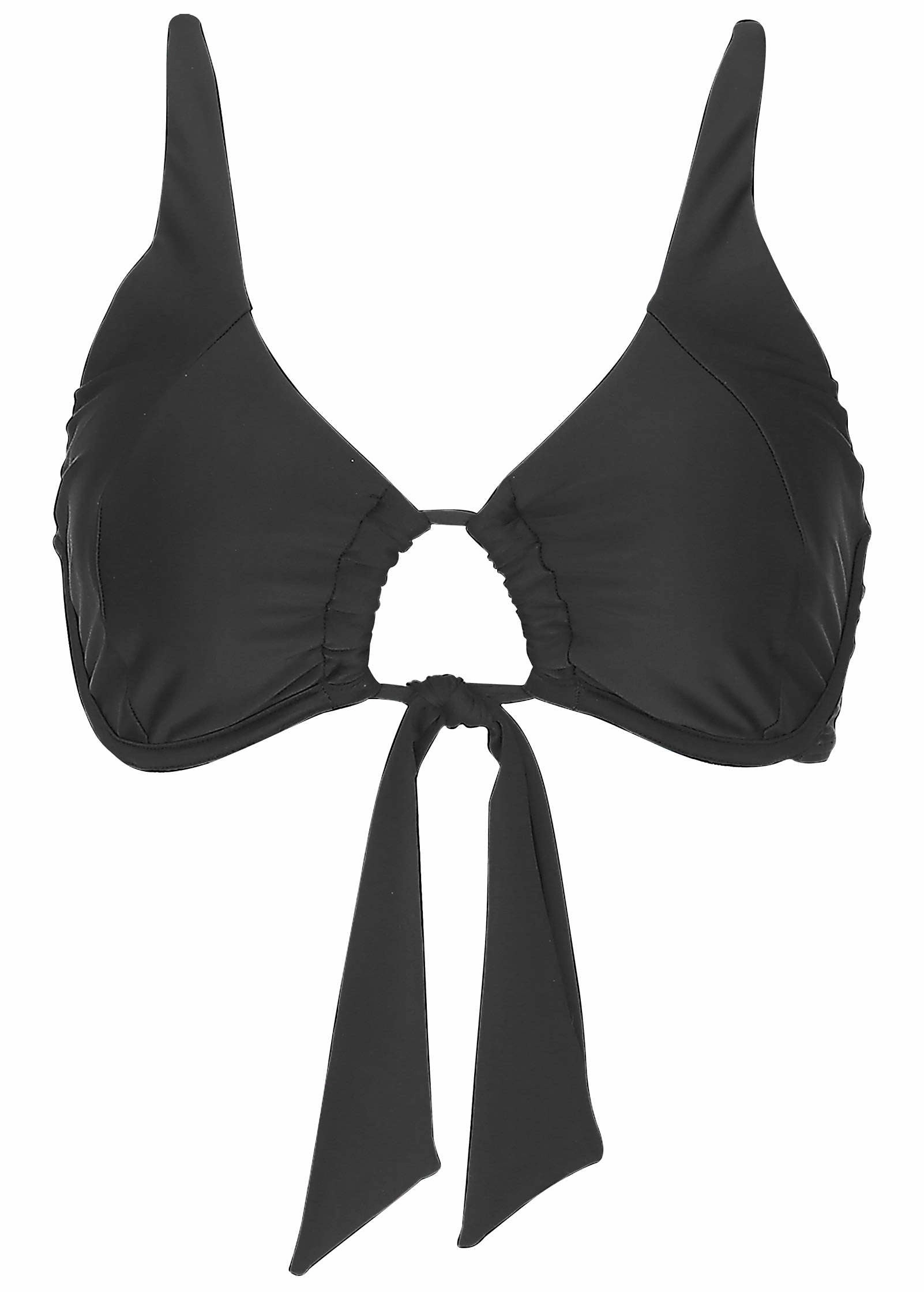 Tie Front Underwire Top - Black