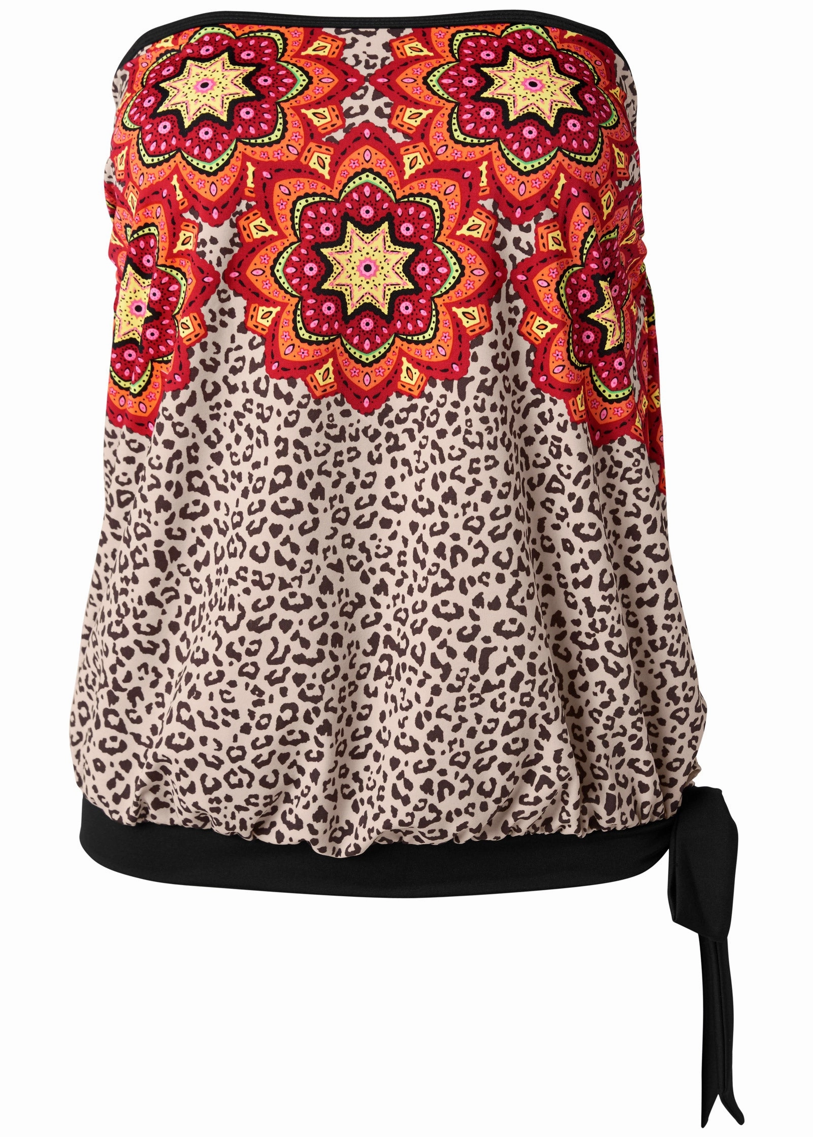 Tie Side Blouson Tankini - Jungle Mosaic