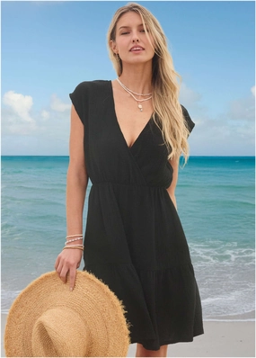 Tiered Cover-Up Dress - Black