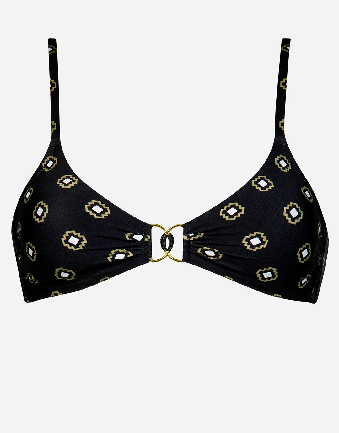 Tiles Craft Bralette Bikini Top - Black Neutrals