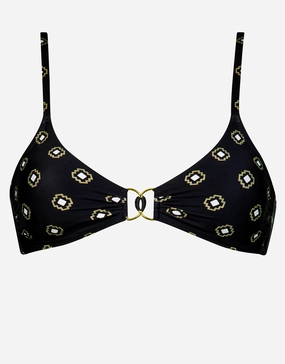 Tiles Craft Bralette Bikini Top - Black Neutrals