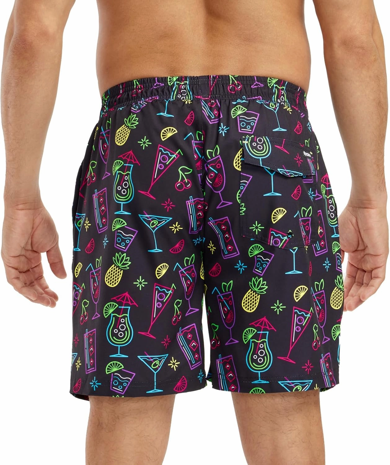 Tipsy Elves Men's Stretch Swim Trunks 7 Inch Inseam 4-Way Stretch with Mesh Liner - Quick-Dry Funny Swimwear Bathing Suit