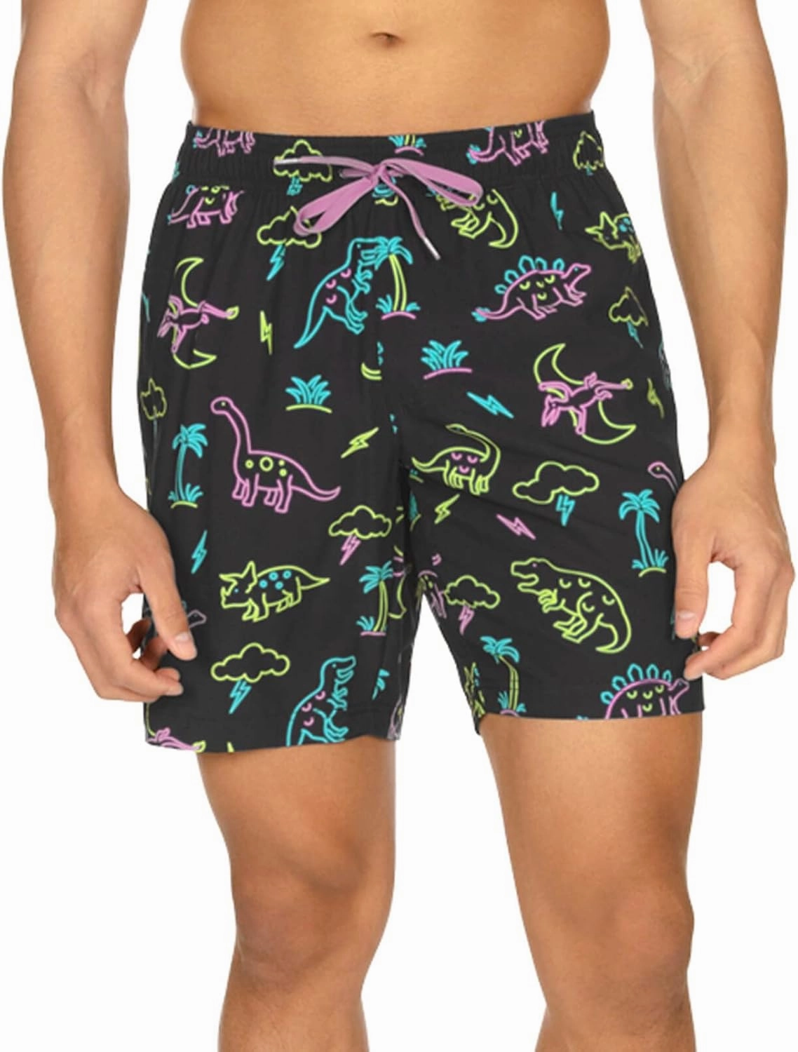 Tipsy Elves Men's Stretch Swim Trunks 7 Inch Inseam 4-Way Stretch with Mesh Liner - Quick-Dry Funny Swimwear Bathing Suit