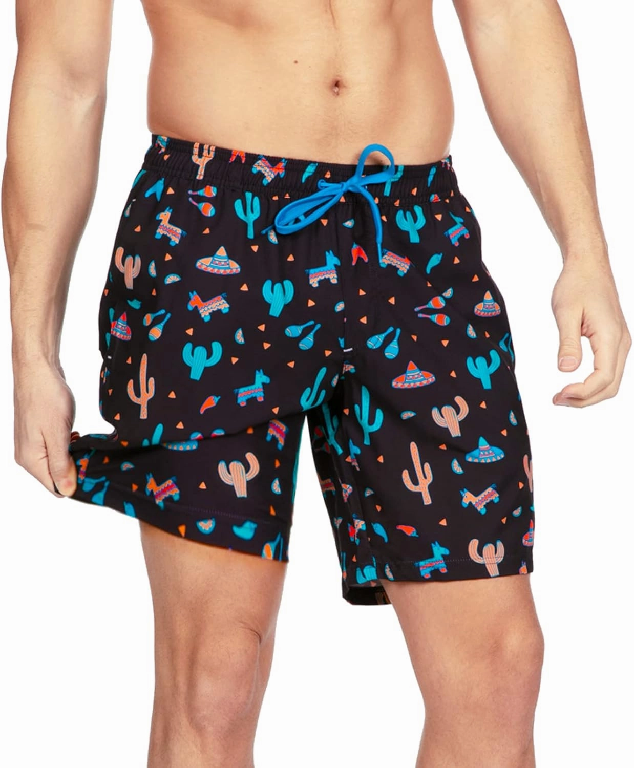 Tipsy Elves Men's Stretch Swim Trunks 7 Inch Inseam 4-Way Stretch with Mesh Liner - Quick-Dry Funny Swimwear Bathing Suit