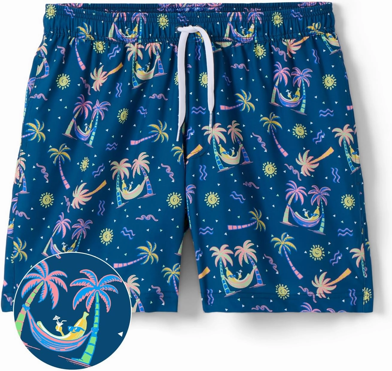 Tipsy Elves Men's Stretch Swim Trunks 7 Inch Inseam 4-Way Stretch with Mesh Liner - Quick-Dry Funny Swimwear Bathing Suit